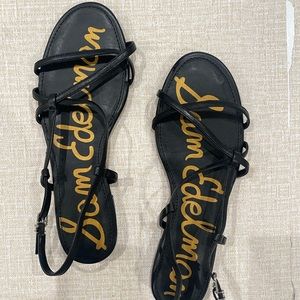 Sam Edelman Womens Black Slingback Strappy Sandals Size 8 Black Leather Open Toe